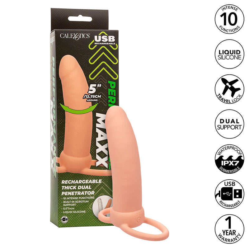 CALEXOTICS - MAXX THICK DUAL PENETRATOR 10 VIBRATIONS FLESH - 1