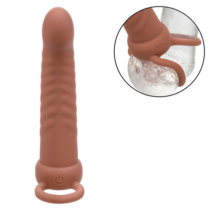 CALEXOTICS - MAXX RIBBED DUAL PENETRATOR 10 VIBRATIONS BROWN - 5