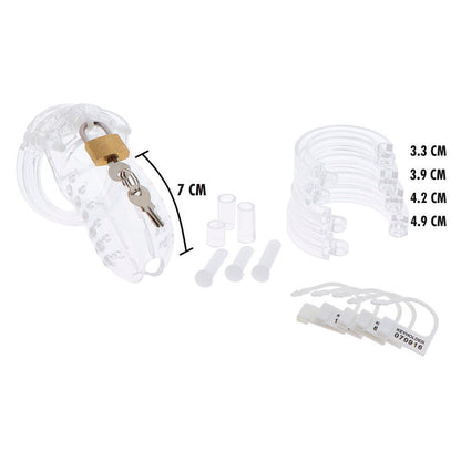 HIDDEN DESIRE - EXTREME TRANSPARENT ADJUSTABLE ACRYLIC CHASTITY COCK CAGE