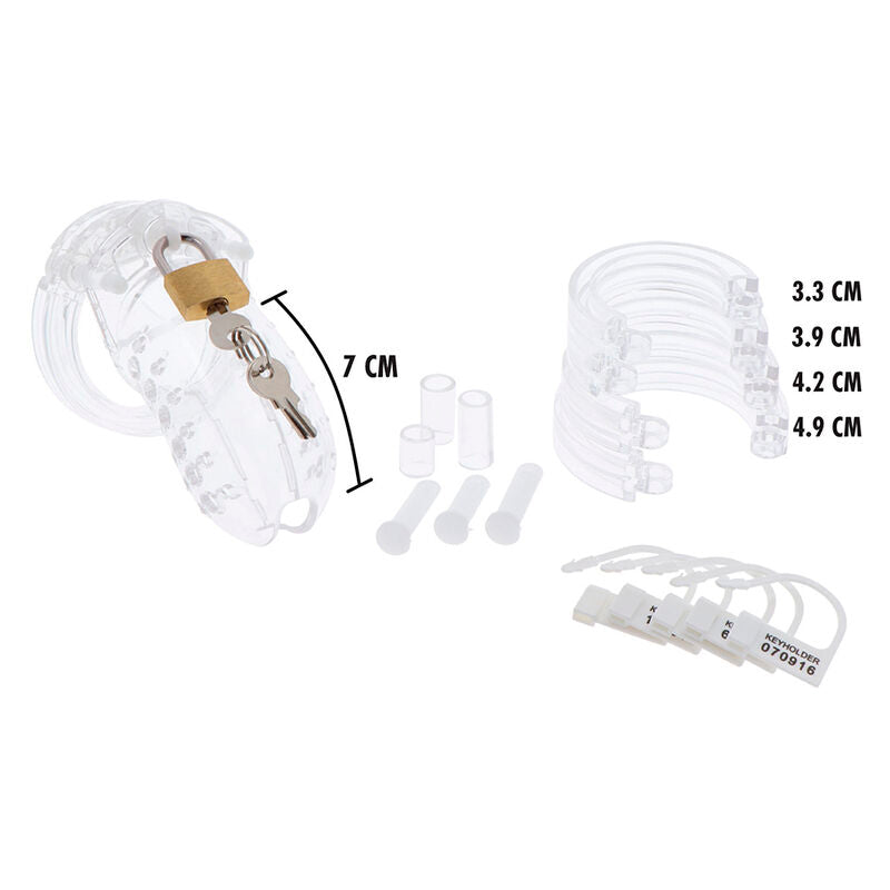 HIDDEN DESIRE - EXTREME TRANSPARENT ADJUSTABLE ACRYLIC CHASTITY COCK CAGE