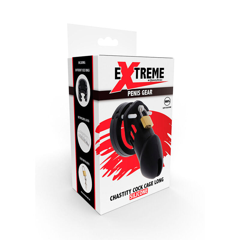 HIDDEN DESIRE - EXTREME CHASTITY COCK CAGE SILICONE SIZE L BLACK - 3