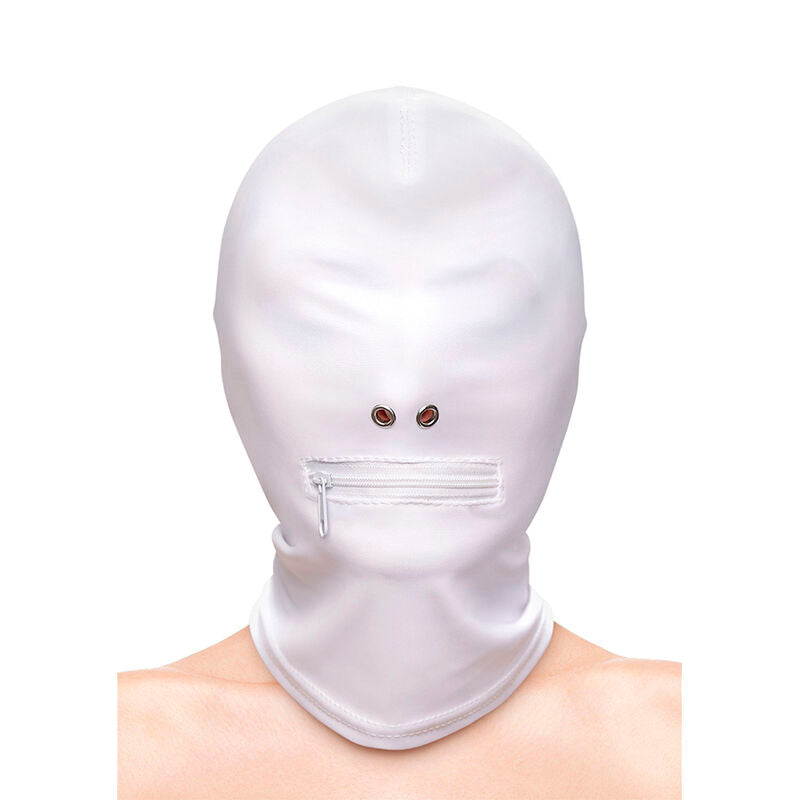 NS NOVELTIES - FETISH & FASHION CLOSED ZIPPERED MOUTH HOOD NYLON WHITE - 1