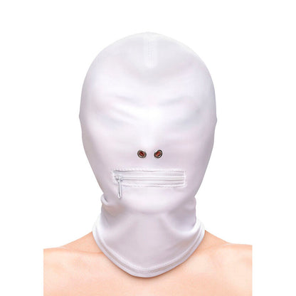 NS NOVELTIES - FETISH & FASHION CLOSED ZIPPERED MOUTH HOOD NYLON WHITE - 1