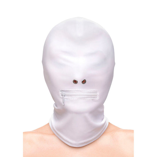 NS NOVELTIES - FETISH & FASHION CLOSED ZIPPERED MOUTH HOOD NYLON WHITE - 1