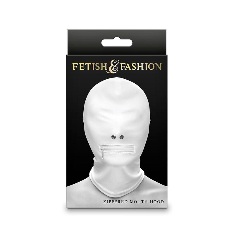 NS NOVELTIES - FETISH & FASHION CLOSED ZIPPERED MOUTH HOOD NYLON WHITE - 2