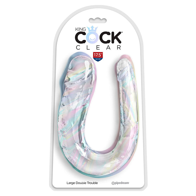 KING COCK - DOUBLE TROUBLE DOUBLE TROUBLE 44 CM TRANSPARENT