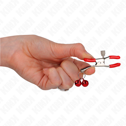 KINK - RED DOUBLE BELL NIPPLE CLAMP RED 6 CM - 3