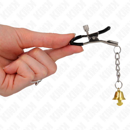 KINK - NIPPLE CLAMPS WITH GOLD BELL PENDANT 6 CM