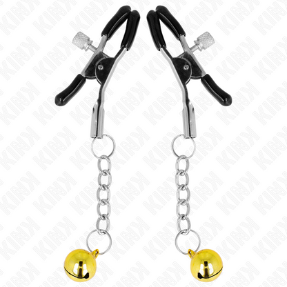 KINK - GOLD JINGLE BELL PENDANT NIPPLE CLAMPS 6 CM - 2