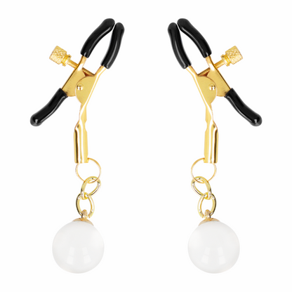 KINK - GLASS BEAD NIPPLE CLAMPS GOLD 6CM