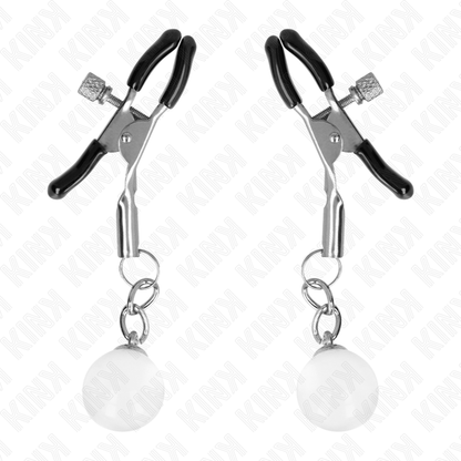 KINK - GLASS BEAD NIPPLE CLAMPS SILVER 6 CM - 4