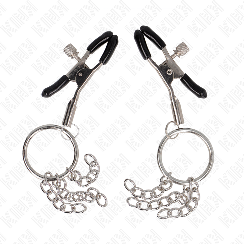 KINK - SILVER NIPPLE CLAMP O RING AND CHAIN ​​6 CM