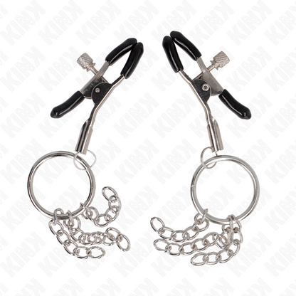 KINK - SILVER NIPPLE CLAMP O RING AND CHAIN ​​6 CM