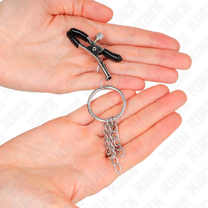 KINK - SILVER NIPPLE CLAMP O RING AND CHAIN ​​6 CM