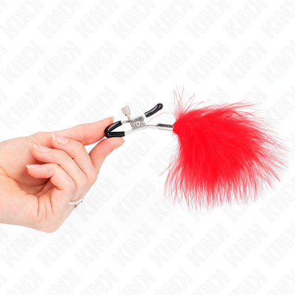 KINK - RED FEATHER NIPPLE CLAMPS 7 CM