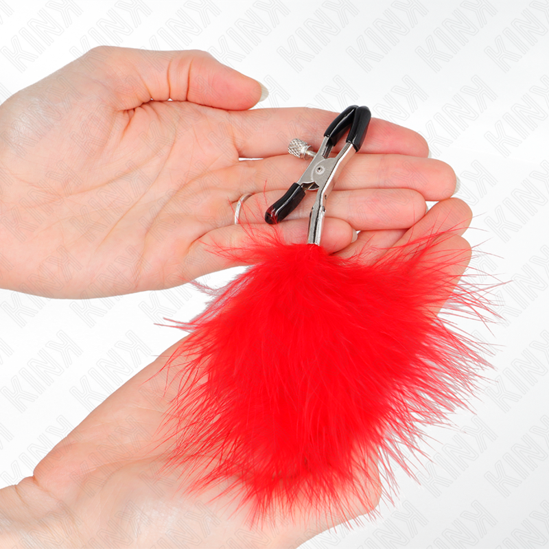 KINK - RED FEATHER NIPPLE CLAMPS 7 CM