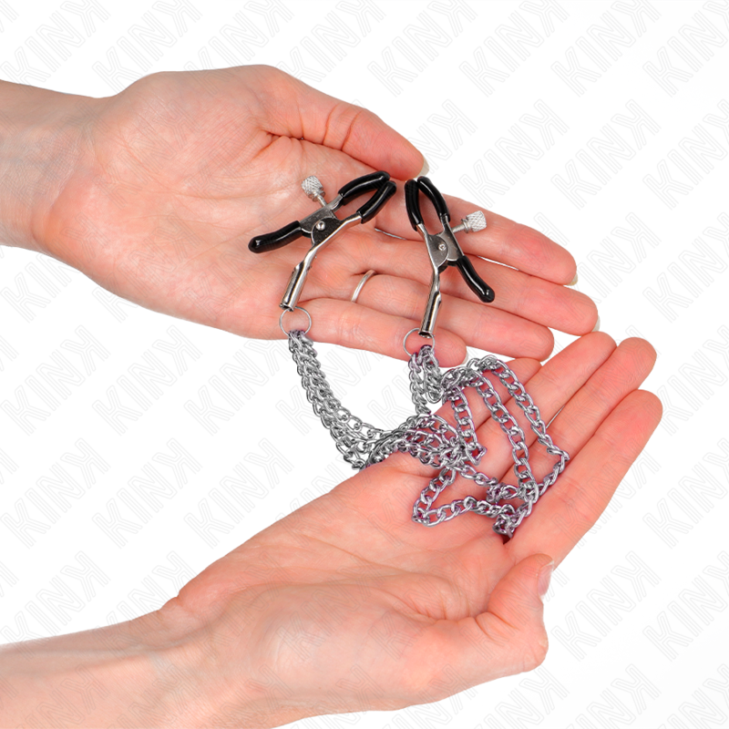 KINK - NIPPLE CLAMPS WITH 3 SILVER CHAINS 20/23/28 CM