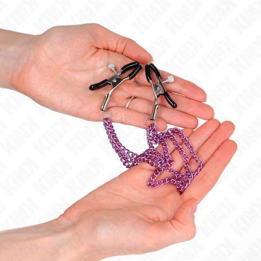 KINK - NIPPLE CLAMPS WITH 3 CHAINS PURPLE 20/23/28 CM - 1