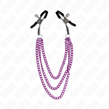 KINK - NIPPLE CLAMPS WITH 3 CHAINS PURPLE 20/23/28 CM - 4