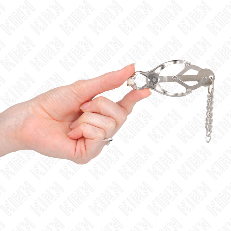 KINK - JAPANESE CLOVER NIPPLE CLAMPS WITH LITTLE CHAINS SILVER - 3