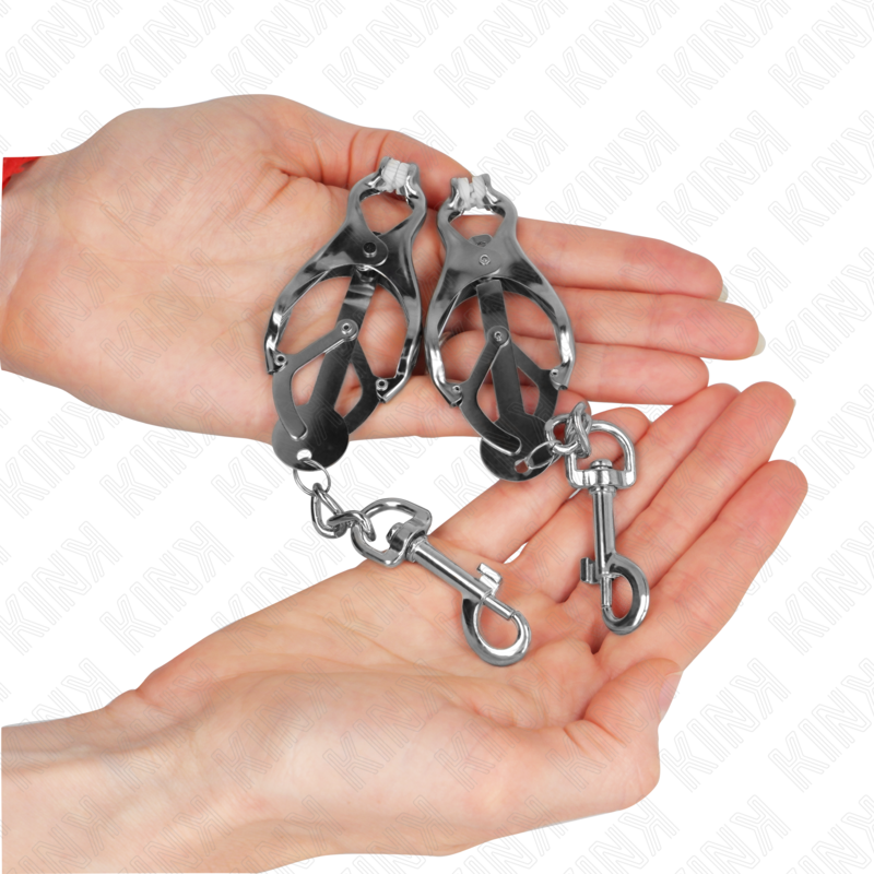 KINK - JAPANESE CLOVER NIPPLE CLAMPS WITH HOOKS SILVER - 3