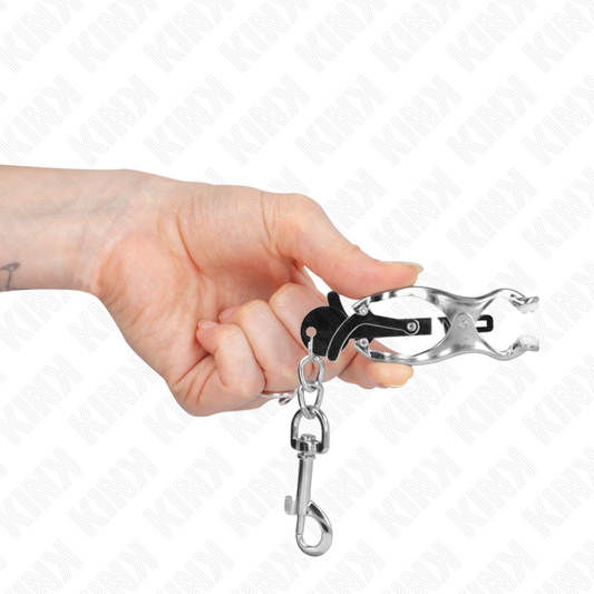 KINK - JAPANESE CLOVER NIPPLE CLAMPS WITH HOOKS SILVER - 1