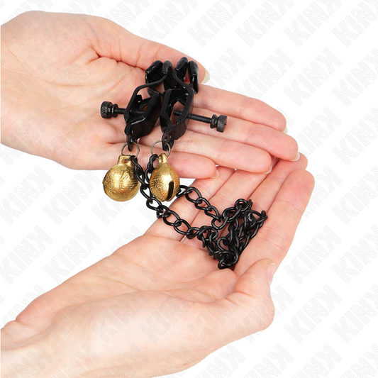 KINK - FLAT CHAIN NIPPLE CLAMPS AND BELL SILVER 30 CM - 1