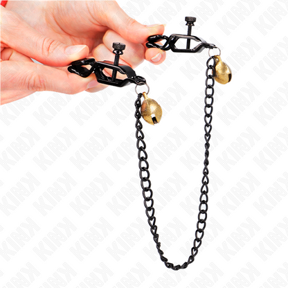 KINK - SILVER 30CM FLAT CHAIN ​​AND BELL NIPPLE CLAMPS