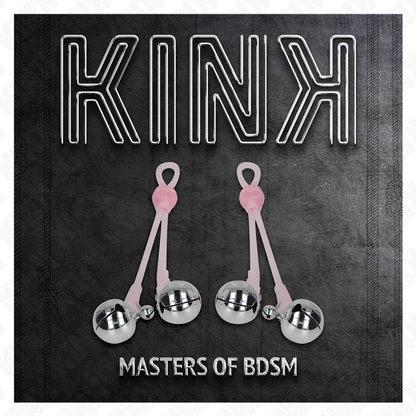 KINK - LUMINOUS SKULL NIPPLE CLAMPS WITH RING BELLS ADJUSTABLE PINK / SILVER - 5