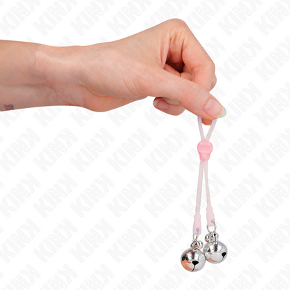 KINK - LIGHT UP SKULL NIPPLE CLAMPS WITH ADJUSTABLE BELL RING PINK/SILVER
