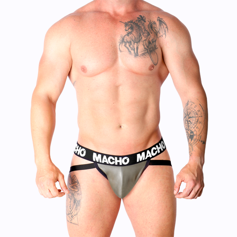 MACHO - MX27GR LEATHER JOCK GREY BEIGE XL