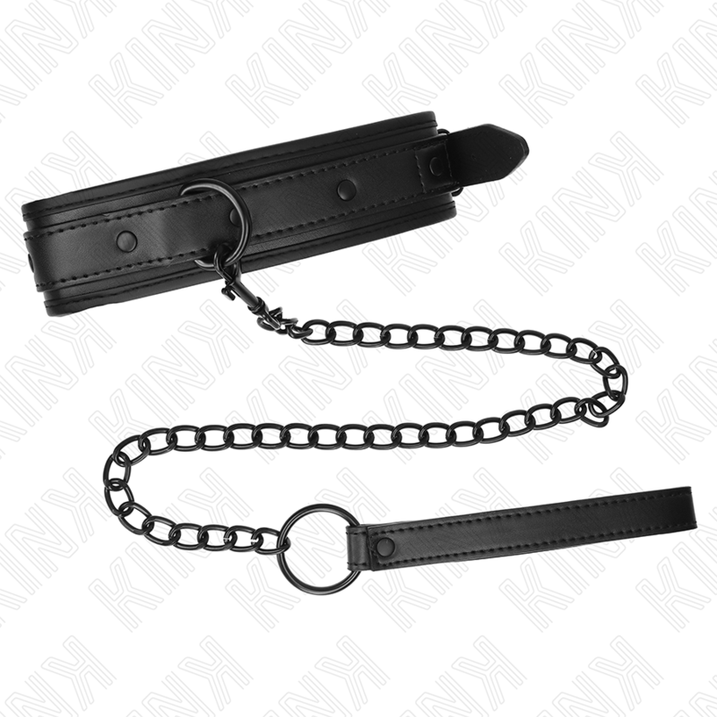 KINK - NEOPRENE BONDAGE COLLAR MODEL 2 WITH BELT 78 CM ADJUSTABLE 37.5 X 49.5 CM - 5