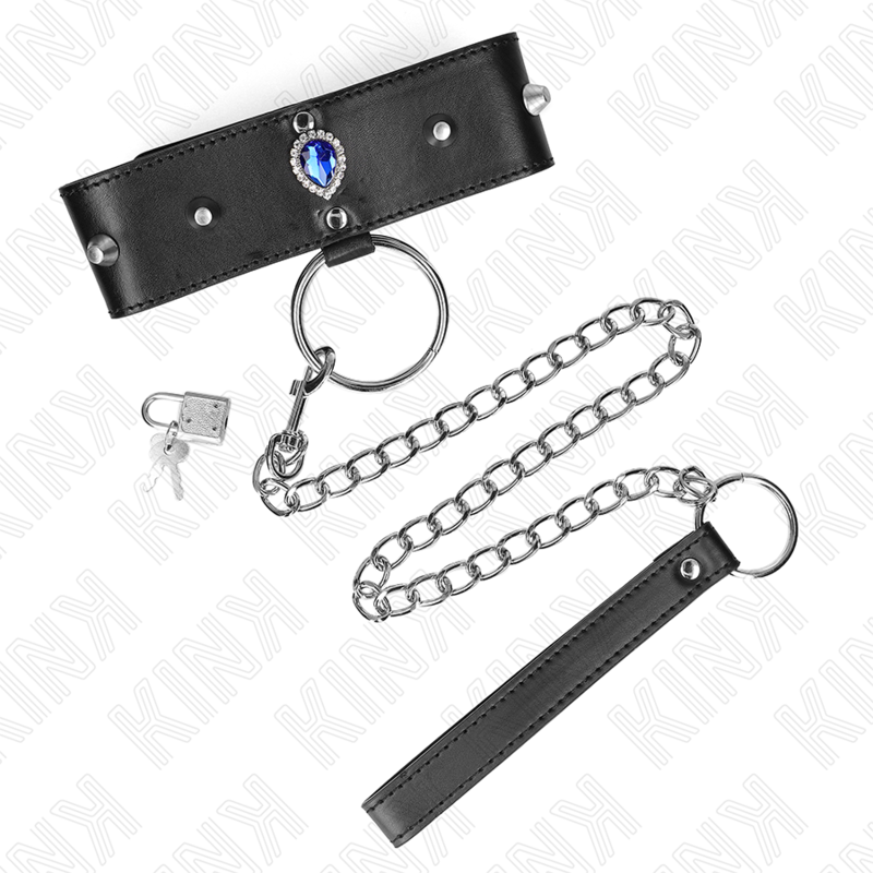 KINK - NECKLACE 65 CM WITH STRAP WITH BLUE DIAMONDS ADJUSTABLE 36-43 CM X 5 CM - 5