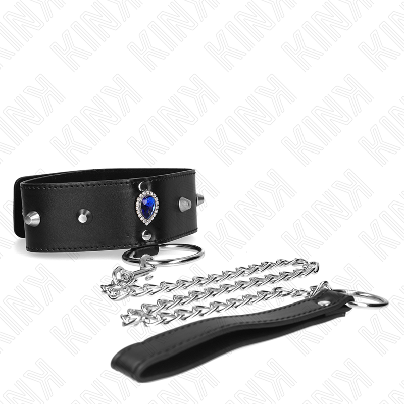 KINK - NECKLACE 65 CM WITH STRAP WITH BLUE DIAMONDS ADJUSTABLE 36-43 CM X 5 CM - 2