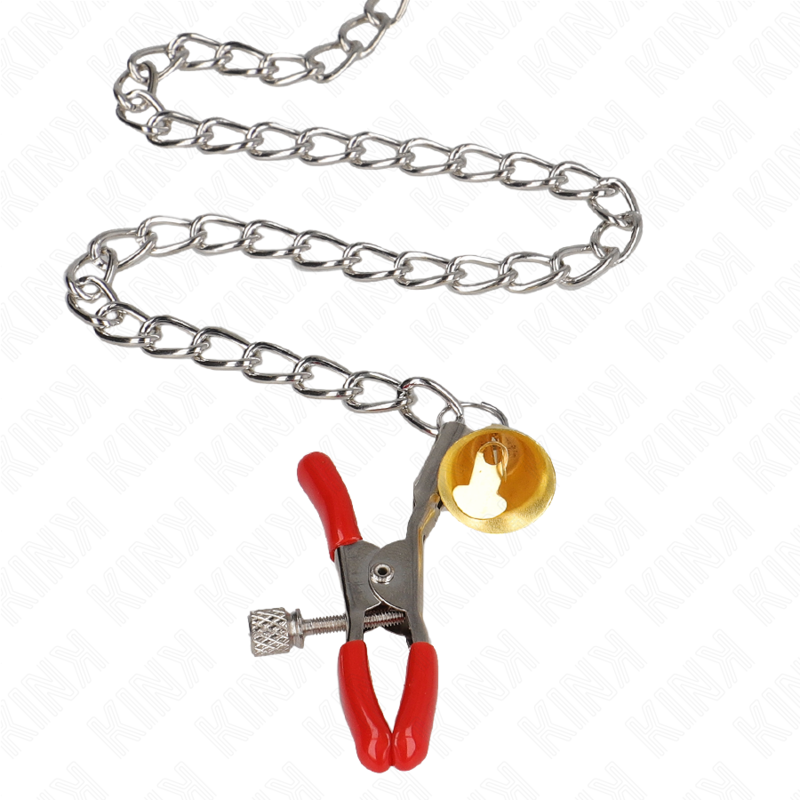 KINK - RED TRIPLE NIPPLE &amp; CLIT CLAMPS WITH CHAIN ​​30CM