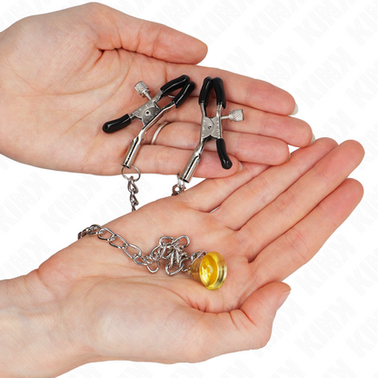 KINK - CHAIN ​​NIPPLE CLAMPS WITH HORN PENDANT 30 CM