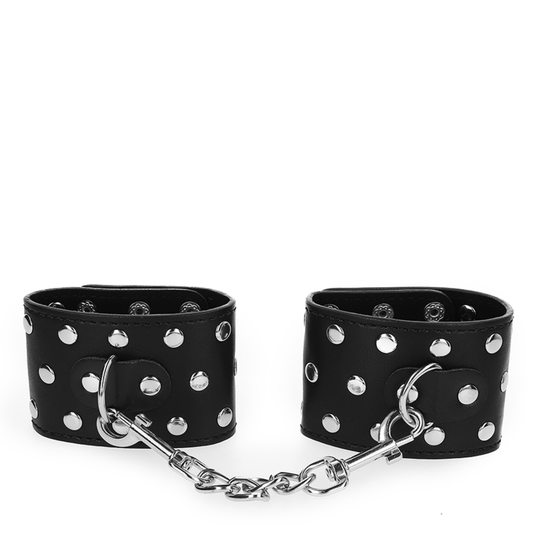 KINK - WRIST RESTRAINTS WITH SNAP FASTEN FULL OF RIVETS BLACK ADJUSTABLE 19-24 CM X 5.5 CM - 1