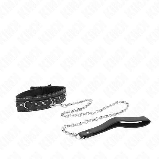 KINK - PVC LEATHER NECKLACE WITH BELT 105 CM RHINESTONE RIVET 41.5 X 4 CM - 1