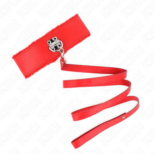 KINK - NECKLACE WITH LEASH 116 CM WITH SILVER STUDS MODEL 4 RED ADJUSTABLE 40-48 CM X 6 CM - 1