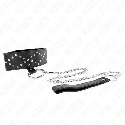 KINK - NECKLACE 65 CM WITH LEASH WITH SILVER STUDS MODEL 3 ADJUSTABLE 36-43 CM X 5 CM - 6