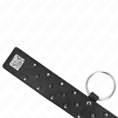 KINK - NECKLACE WITH LEASH 65 CM WITH SILVER STUDS MODEL 5 ADJUSTABLE 36-43 CM X 5 CM - 3
