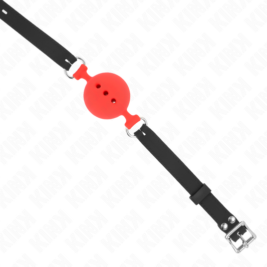 KINK - FULL SILICONE GAG 55 x 2 CM WITH 5 CM BALL SIZE L RED ADJUSTABLE 35-51 CM - 1