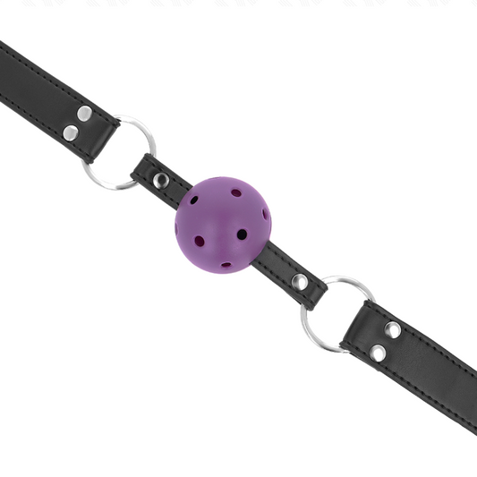 KINK - BREATHABLE BALL 4 CM GAG WITH DOUBLE RIVET PURPLE 62.5 x 2.5 CM ADJUSTABLE 42-58 CM - 1