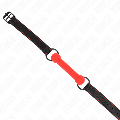 KINK - BONE GAG WITH LEATHERETTE STRAP RED ADJUSTABLE 41-57 CM - 4