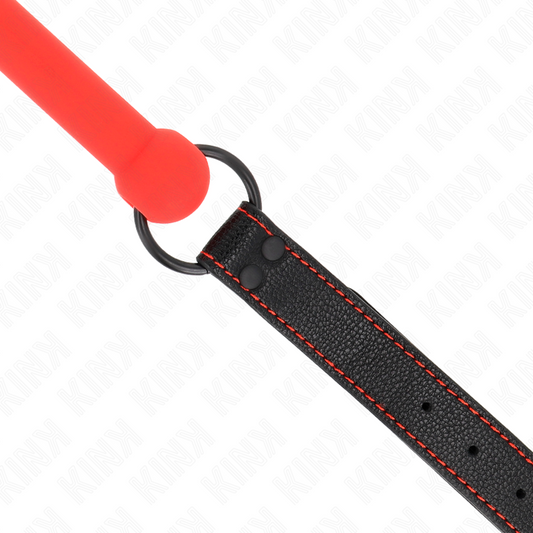 KINK - BONE GAG WITH LEATHERETTE STRAP RED ADJUSTABLE 41-57 CM - 1
