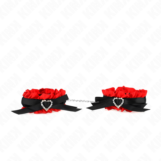 KINK - LACE ELASTIC WRIST RESTRAINTS RED HEART DETAILS ADJUSTABLE 22-35 CM - 1