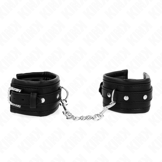 KINK - RHINESTONE BUCKLE WRIST RESTRAINTS BLACK ADJUSTABLE 25-32 CM X 5.5 CM - 1