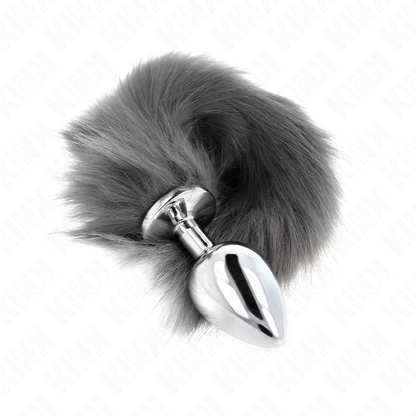 KINK - ANAL PLUG SIZE L 10 X 4 CM WITH SYNTHETIC TAIL 40 CM GREY AND WHITE - 2