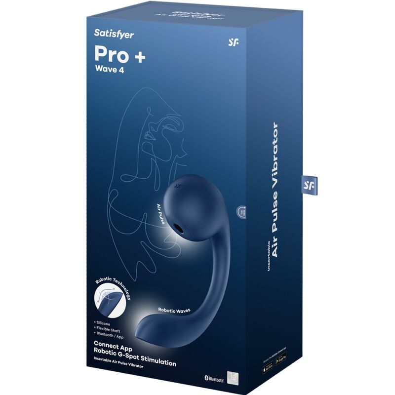 SATISFYER - PRO+ WAVE 4 GE POINT STIMULATOR AIR PULSE FREE APP DARK BLUE