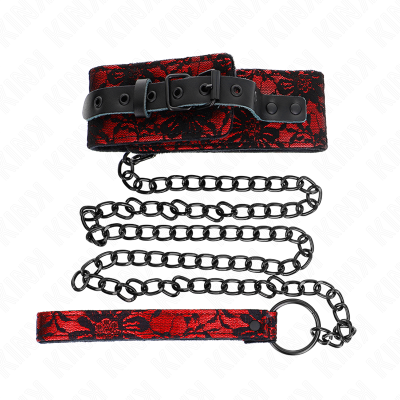 KINK - LACE NECKLACE WITH GENUINE LEATHER BELT 105 CM / 44 X 5.5 CM
